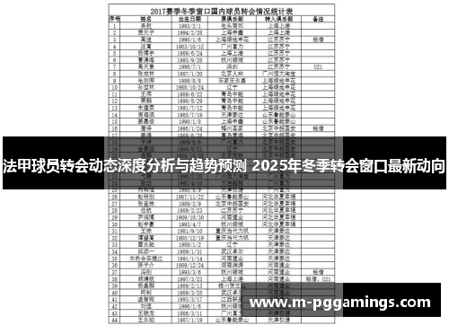 法甲球员转会动态深度分析与趋势预测 2025年冬季转会窗口最新动向